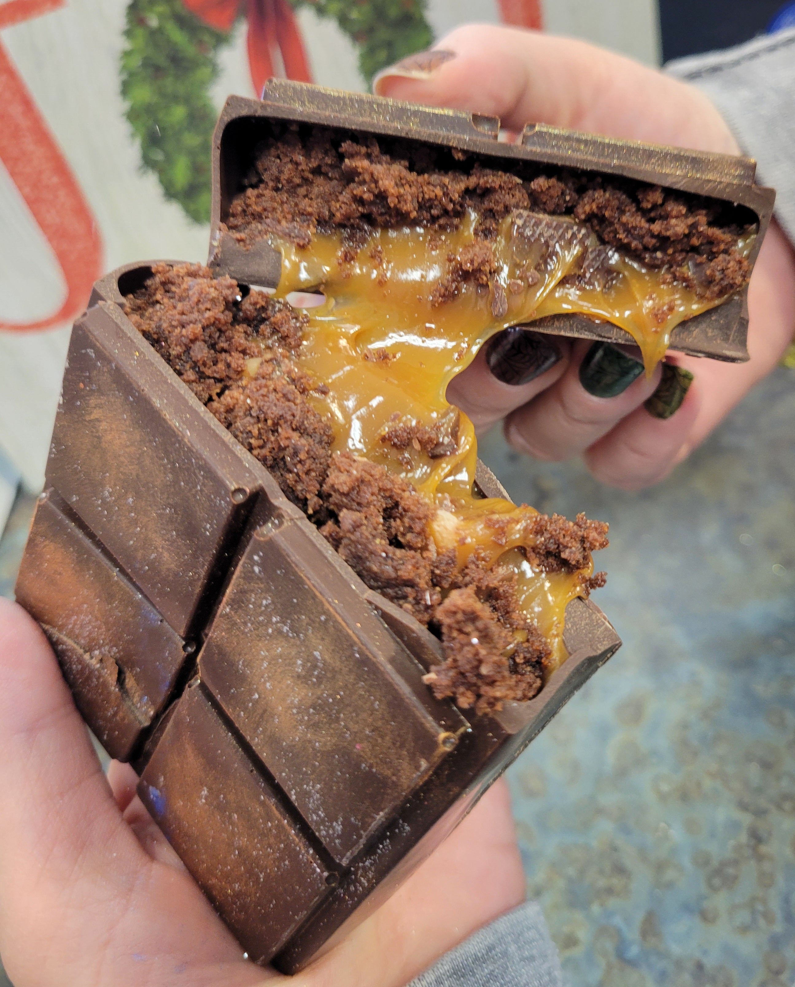 Giant Salted Caramel Brownie filled Chocolate Bar