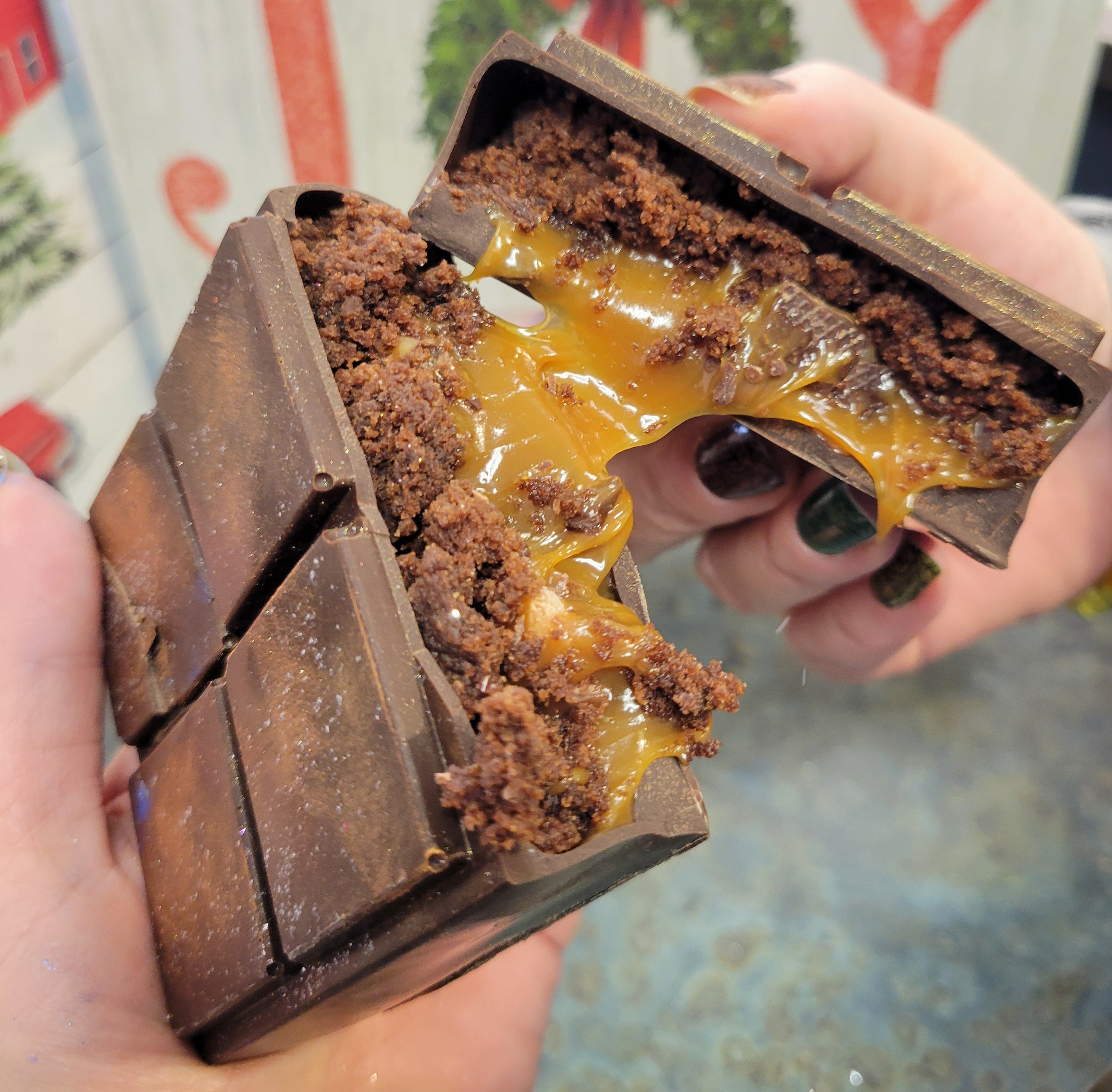 Giant Salted Caramel Brownie filled Chocolate Bar