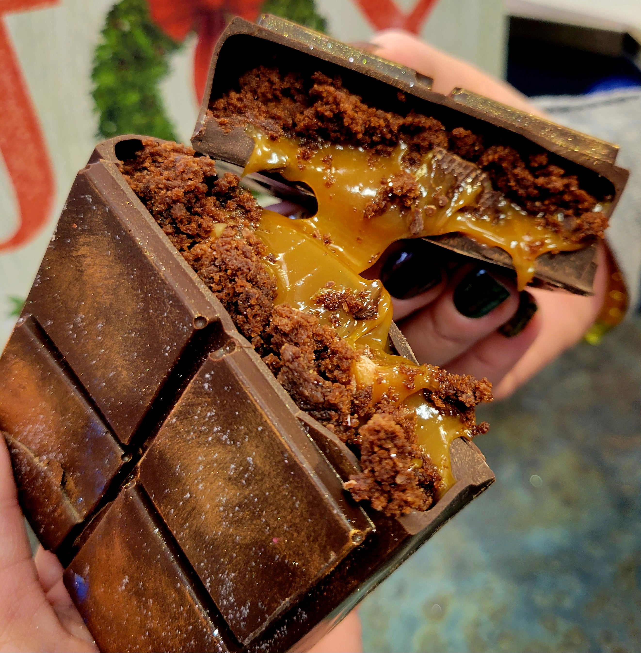 Giant Salted Caramel Brownie filled Chocolate Bar