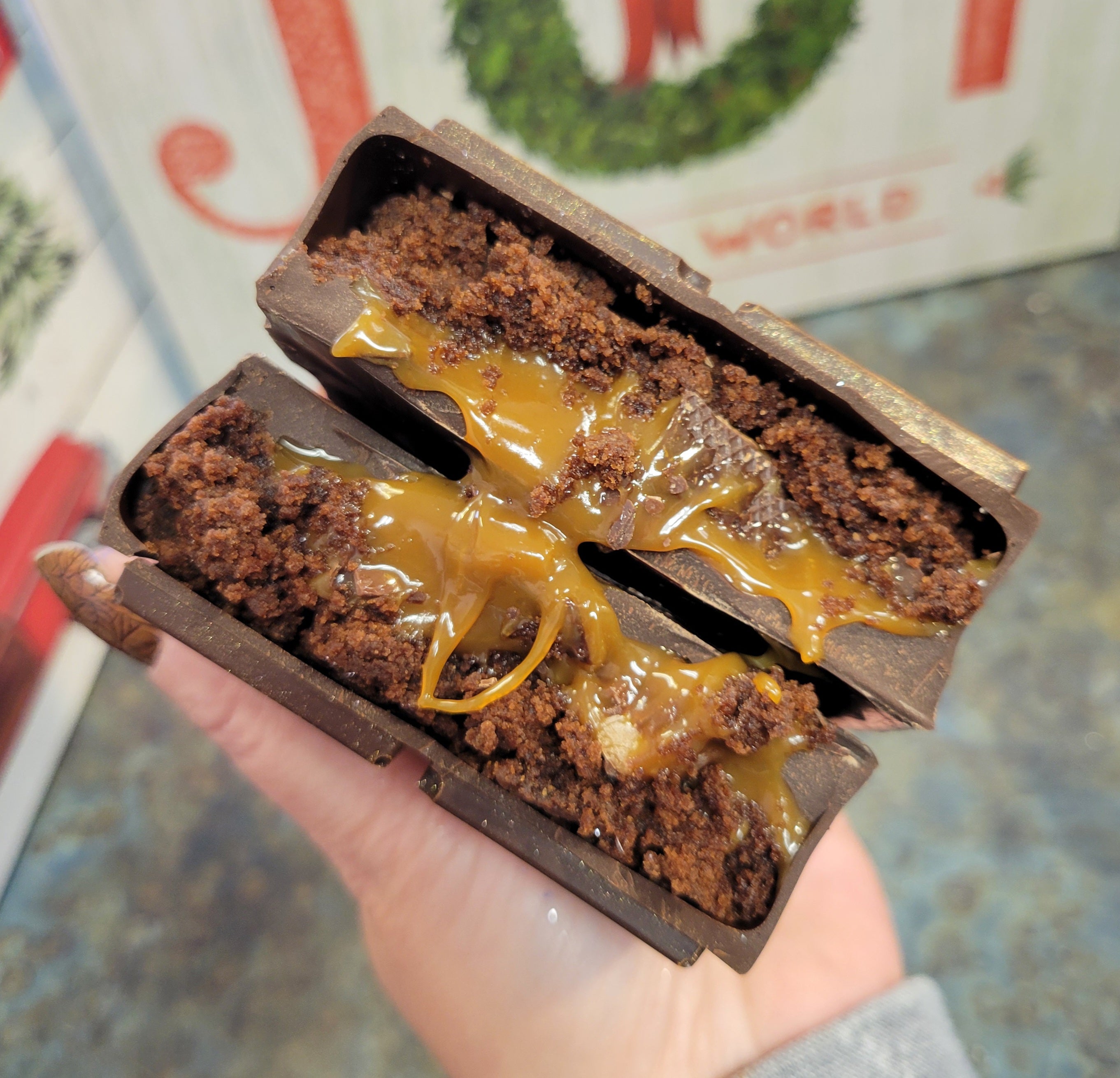 Giant Salted Caramel Brownie filled Chocolate Bar